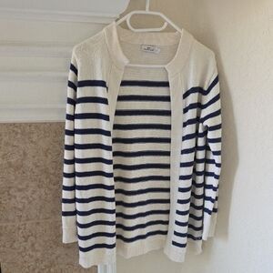 Vineyard Vines Navy and Cream Striped Cardigan